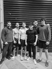Six of the team outside after a competition